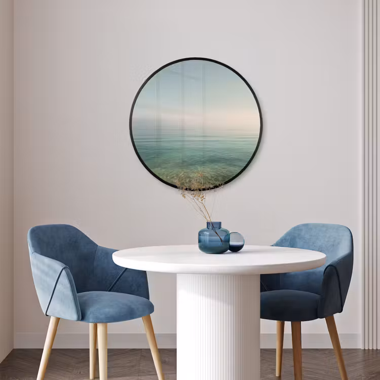 Ronde fotolijst - Zee - Horizon - Blauw - Mist — 3