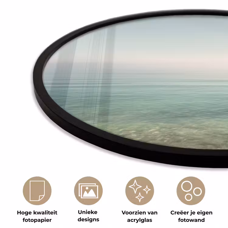 Ronde fotolijst - Zee - Horizon - Blauw - Mist — 5
