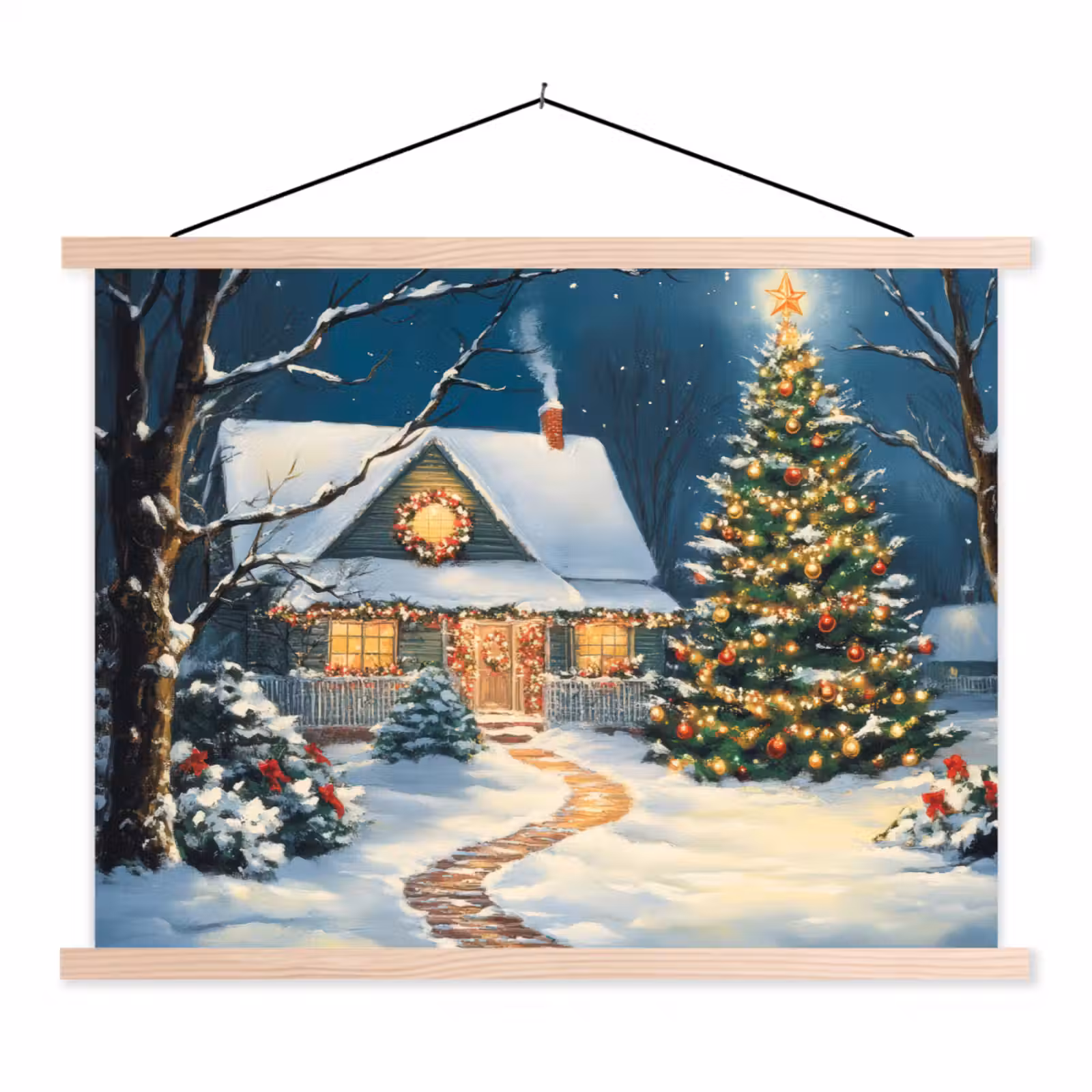 Schoolplaat - Kerst - Kerstboom - Winter - Huis - Sneeuw — 1