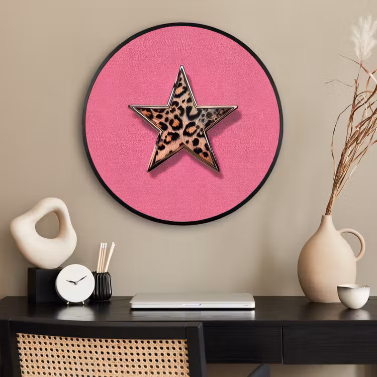 Ronde fotolijst - Ster - Luipaard - Print - Roze — 2