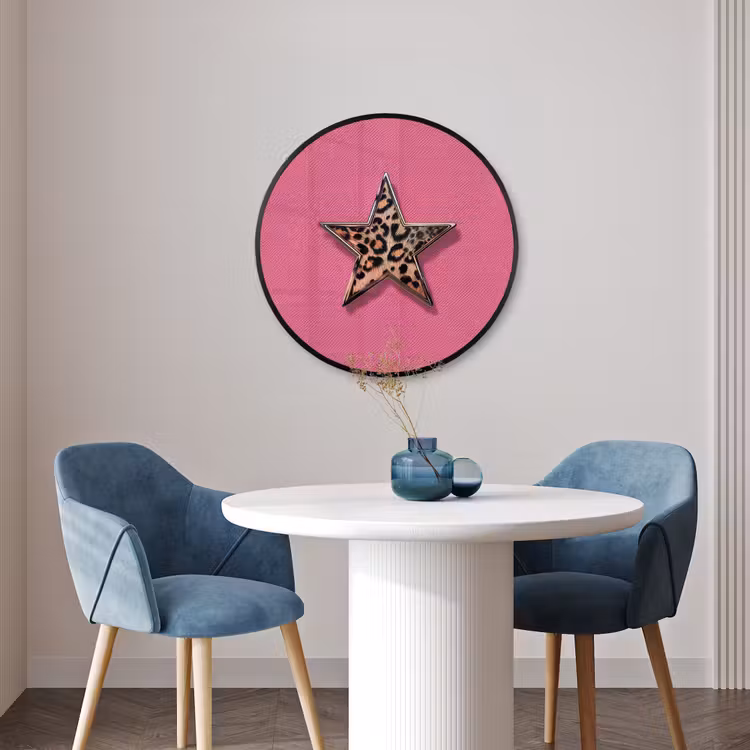 Ronde fotolijst - Ster - Luipaard - Print - Roze — 3
