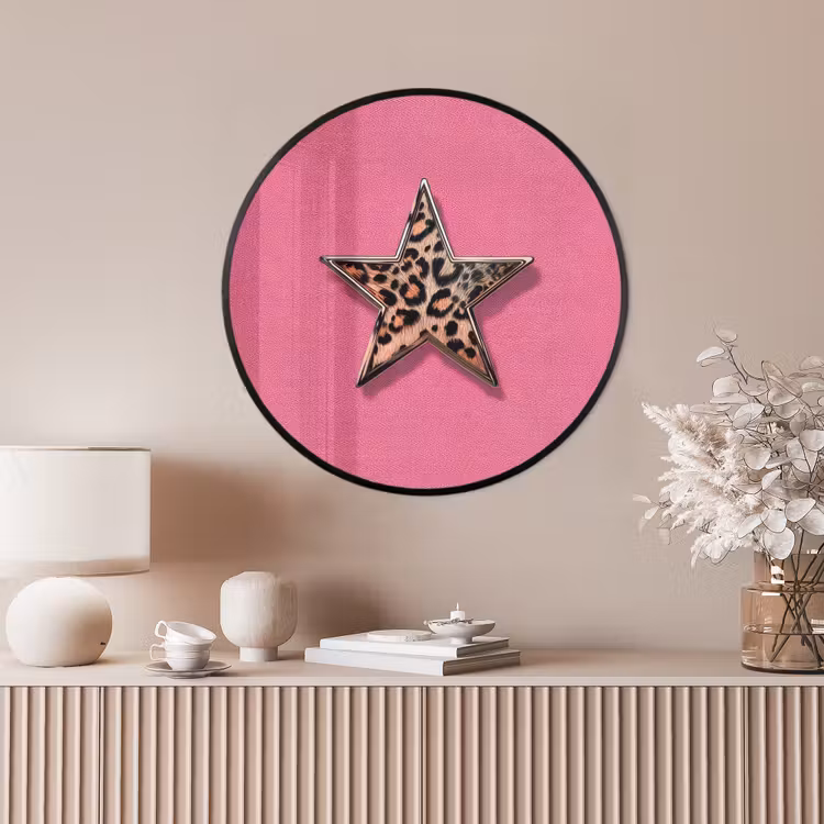 Ronde fotolijst - Ster - Luipaard - Print - Roze — 4