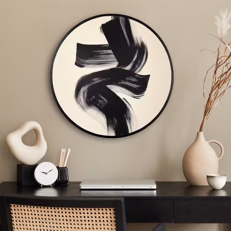 Ronde fotolijst - Strepen - Zwart - Abstract — 2