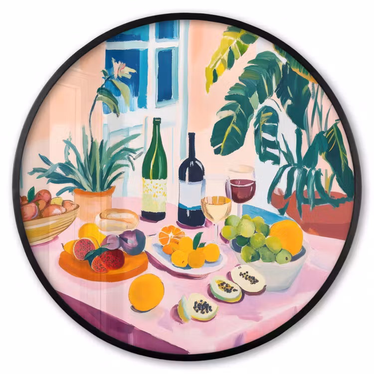 Ronde fotolijst - Tafel - Wijn - Fruit — 1