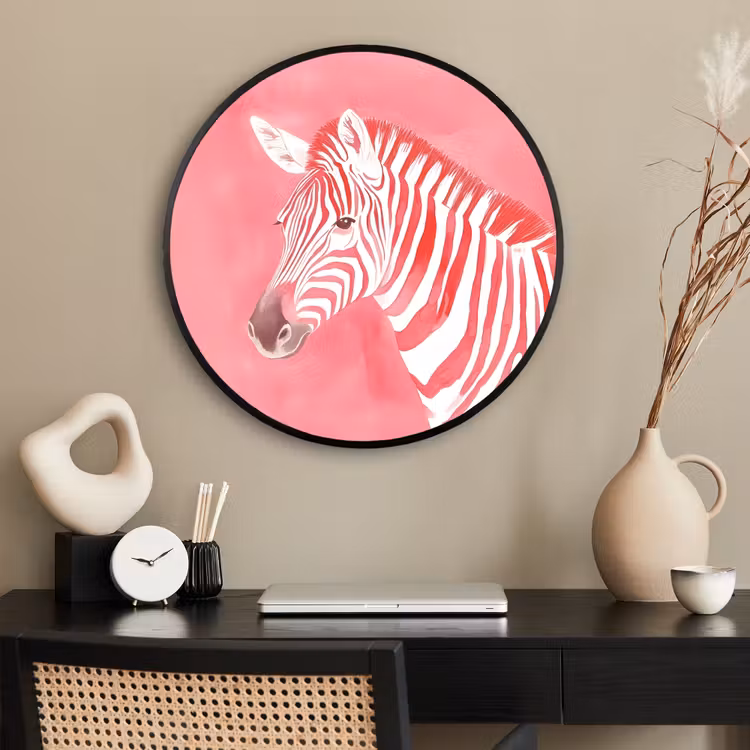 Ronde fotolijst - Zebra - Pink - Verf — 2