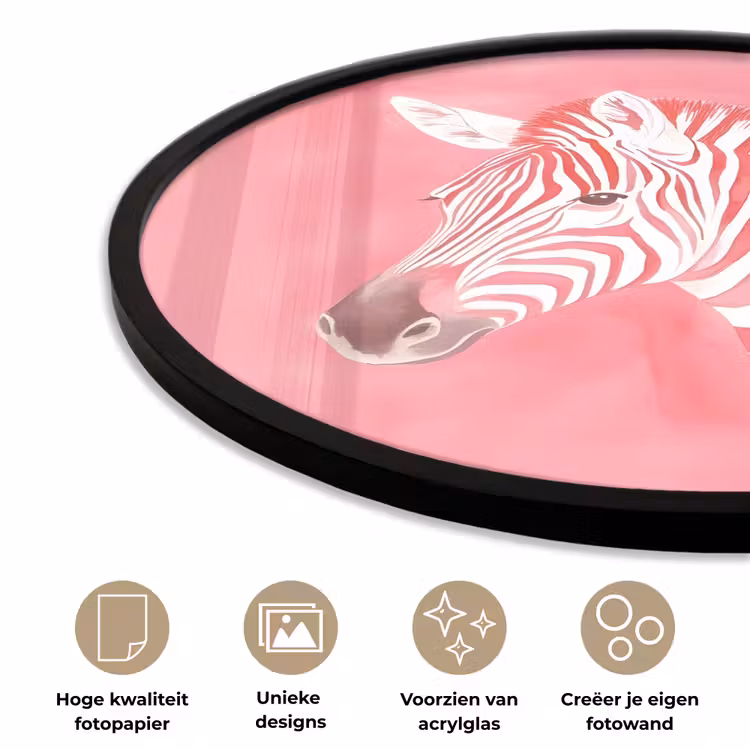 Ronde fotolijst - Zebra - Pink - Verf — 5