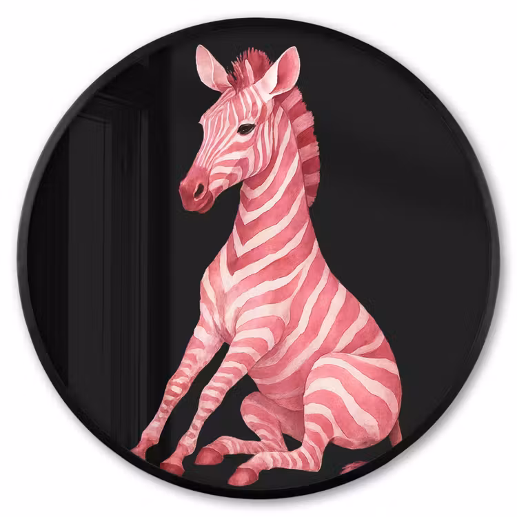 Ronde fotolijst - Zebra - Roze - Gestreept — 1