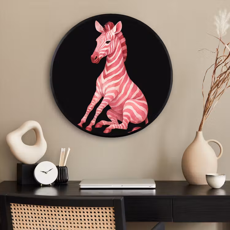 Ronde fotolijst - Zebra - Roze - Gestreept — 2