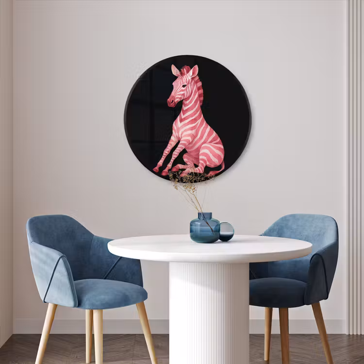 Ronde fotolijst - Zebra - Roze - Gestreept — 3