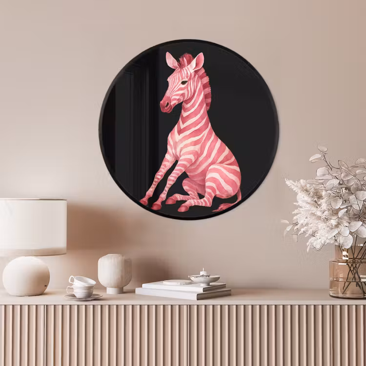 Ronde fotolijst - Zebra - Roze - Gestreept — 4