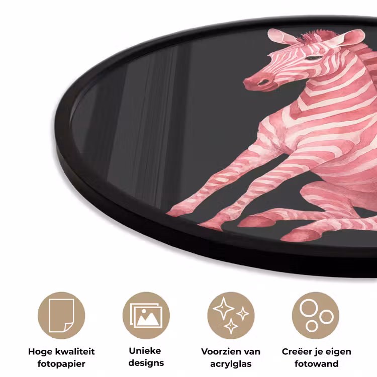 Ronde fotolijst - Zebra - Roze - Gestreept — 5