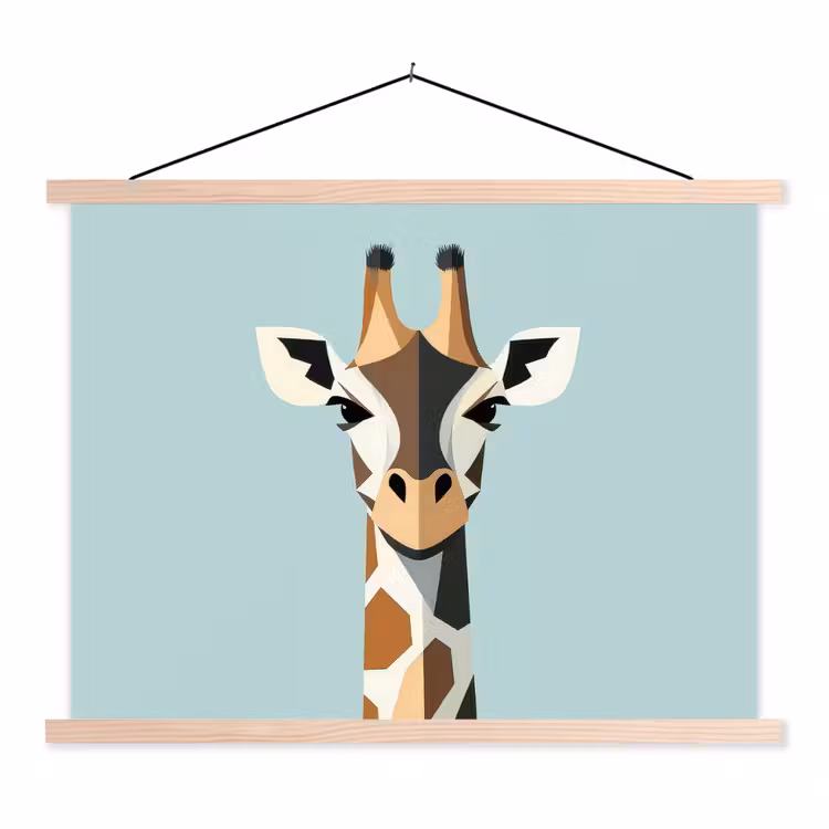 Schoolplaat - Giraffe - Illustratie - Bruin - Minimalistisch — 1