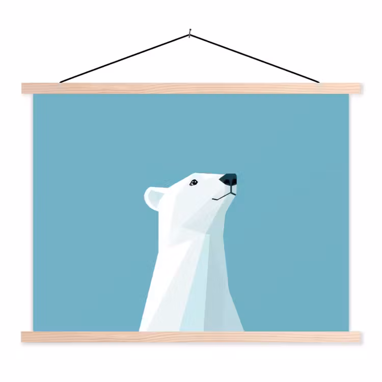 Schoolplaat - Ijsbeer - Lichtblauw - Minimalistisch — 1
