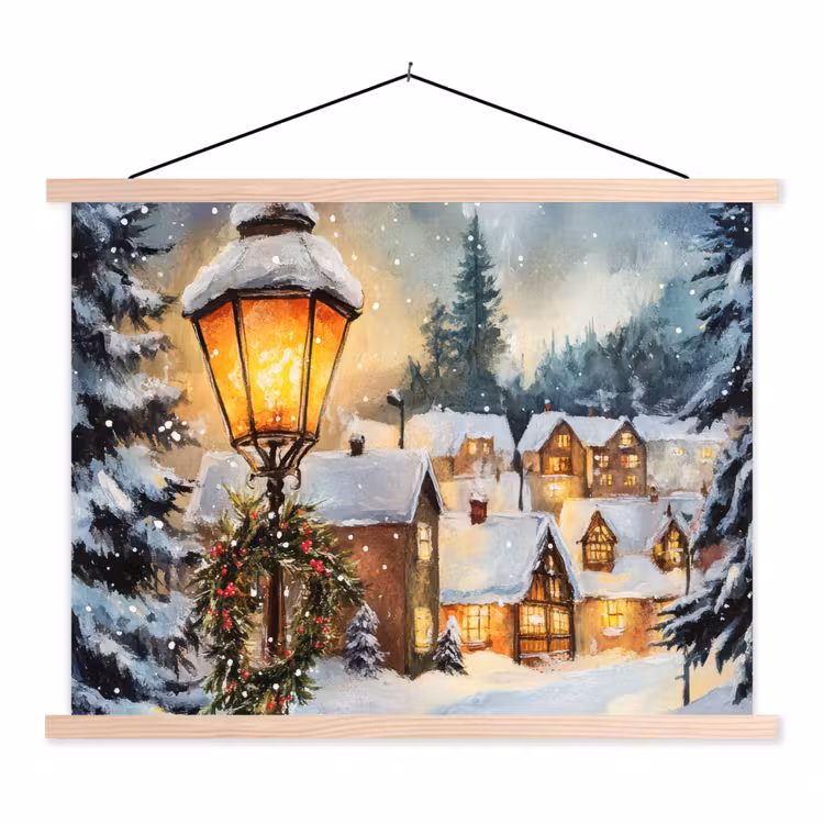 Schoolplaat - Kerstdorp - Huizen - Sneeuw - Kerst — 1