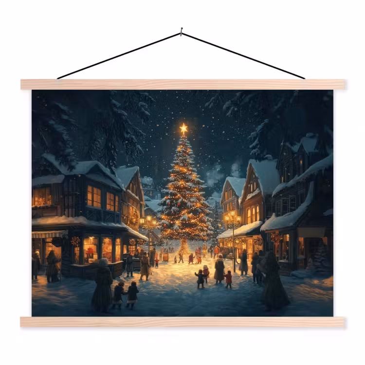 Schoolplaat - Kerstfeest - Dorp - Donker — 1