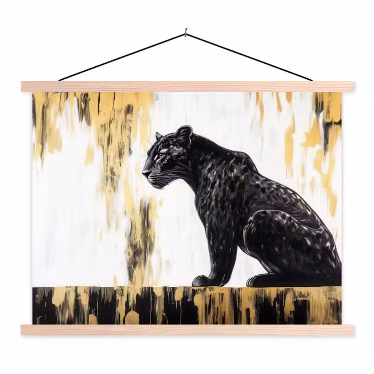 Schoolplaat - Panter - Zwart - Abstract - Goud — 1
