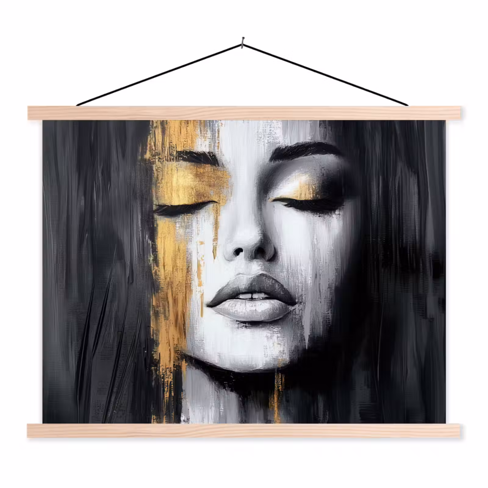 Schoolplaat - Gezicht - Vrouw - Penseelstreken - Abstract — 1