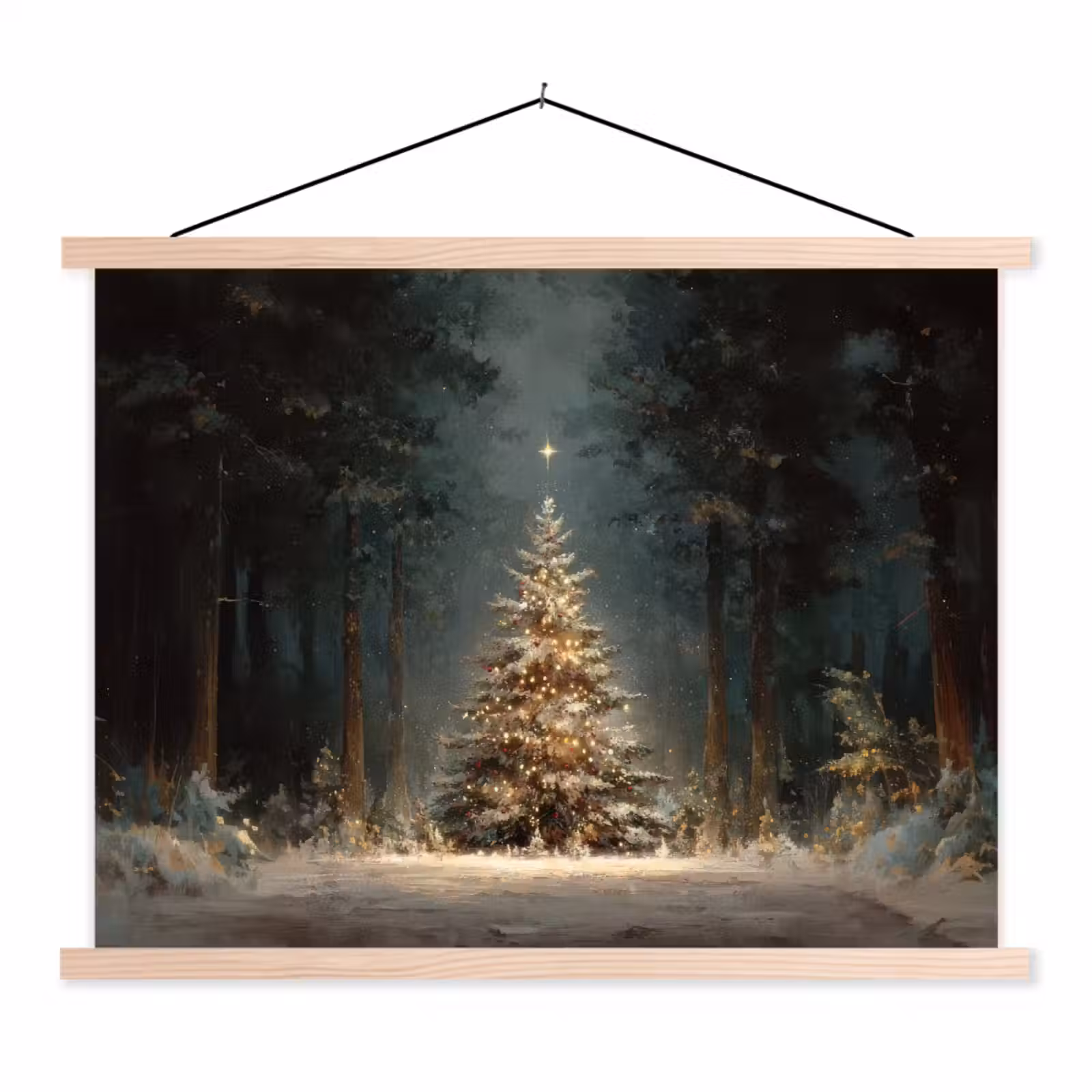 Schoolplaat - Kerstboom - Bos - Sneeuw - meerkleurig — 1