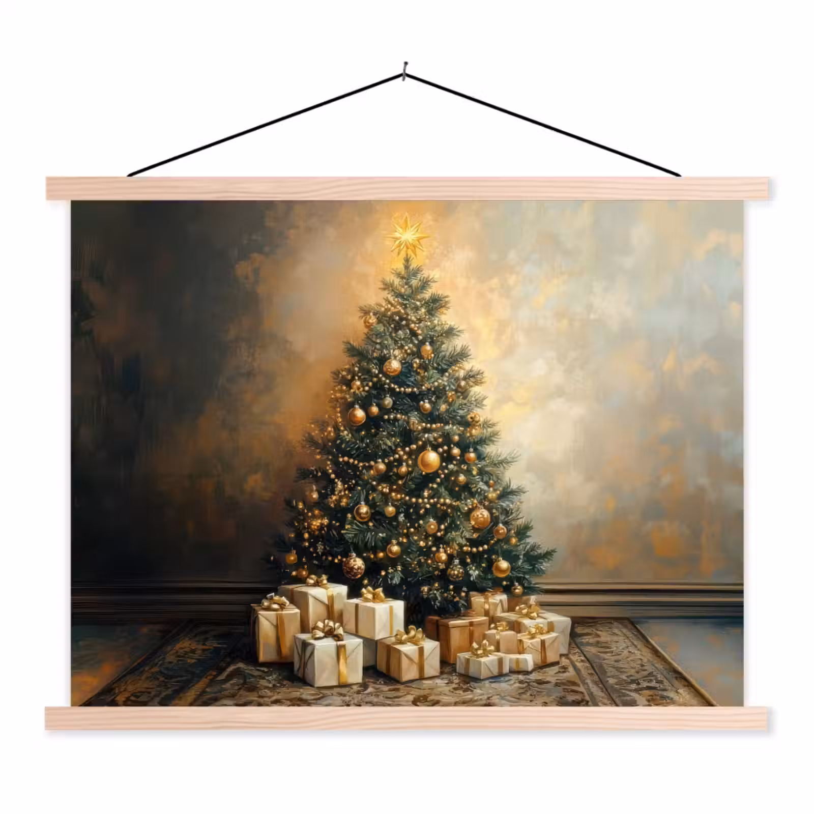 Schoolplaat - Kerstboom - Cadeaus - Goud — 1