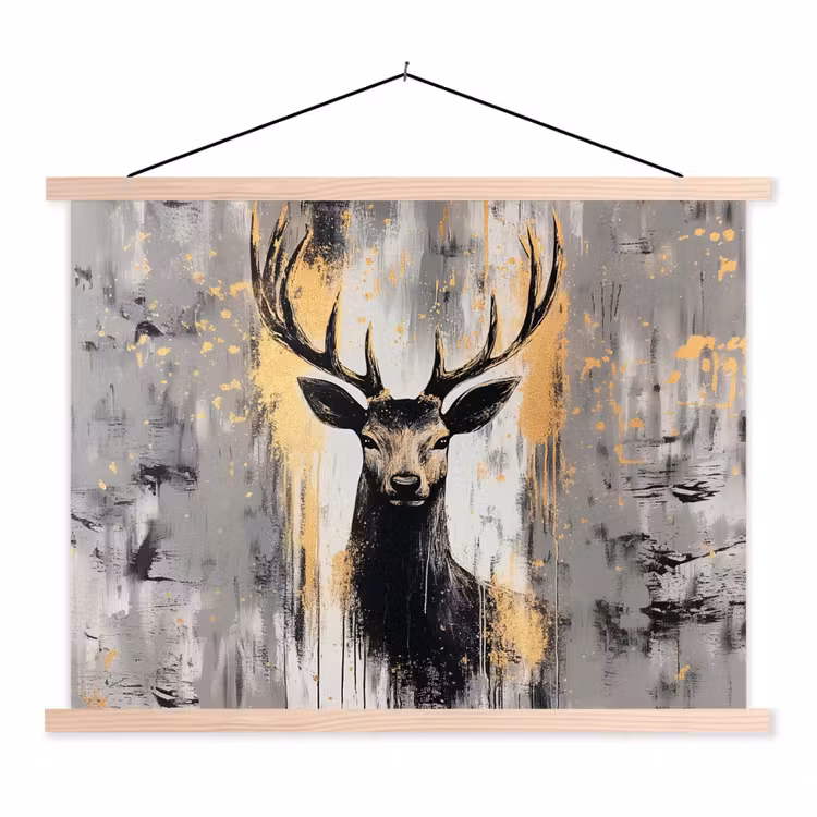 Schoolplaat - Abstract - Hert - Gewei - Goud — 1