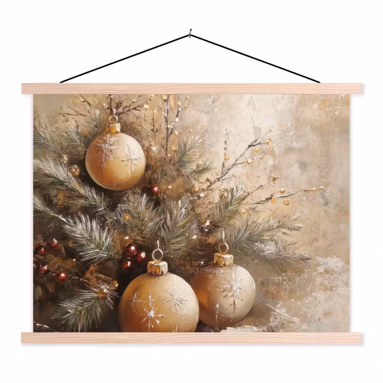 Schoolplaat - Kerst - Kerstballen - Beige - Goud — 1