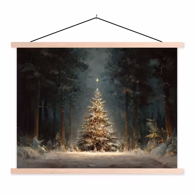 Schoolplaat - Kerstboom - Bos - Sneeuw - meerkleurig — 1