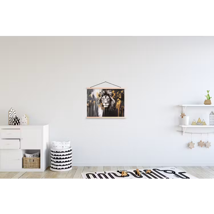 Schoolplaat - Leeuw - Portret - Verfspatten - Grijs — 3