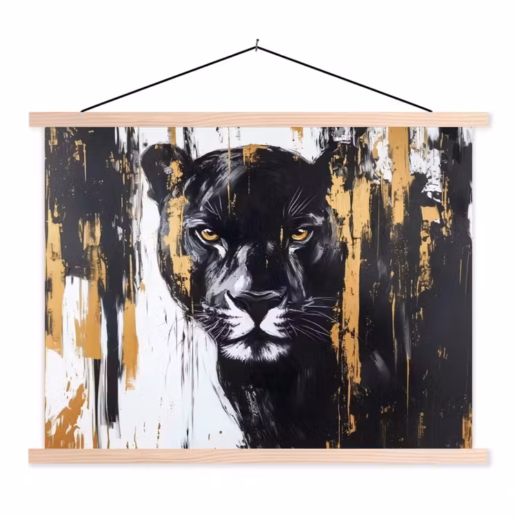 Schoolplaat - Panter - Zwart - Abstract - Verfstreken — 1