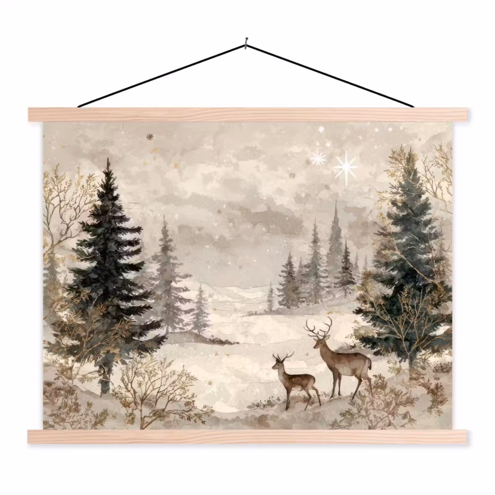 Schoolplaat - Bos - Herten - Winter - Sneeuw — 1