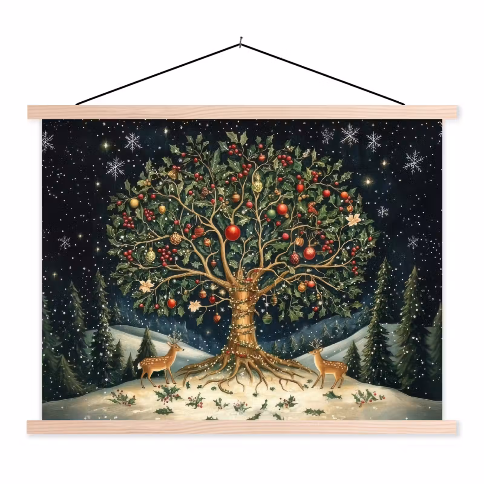 Schoolplaat - Feestboom - Winterhemel - Kleurrijk — 1