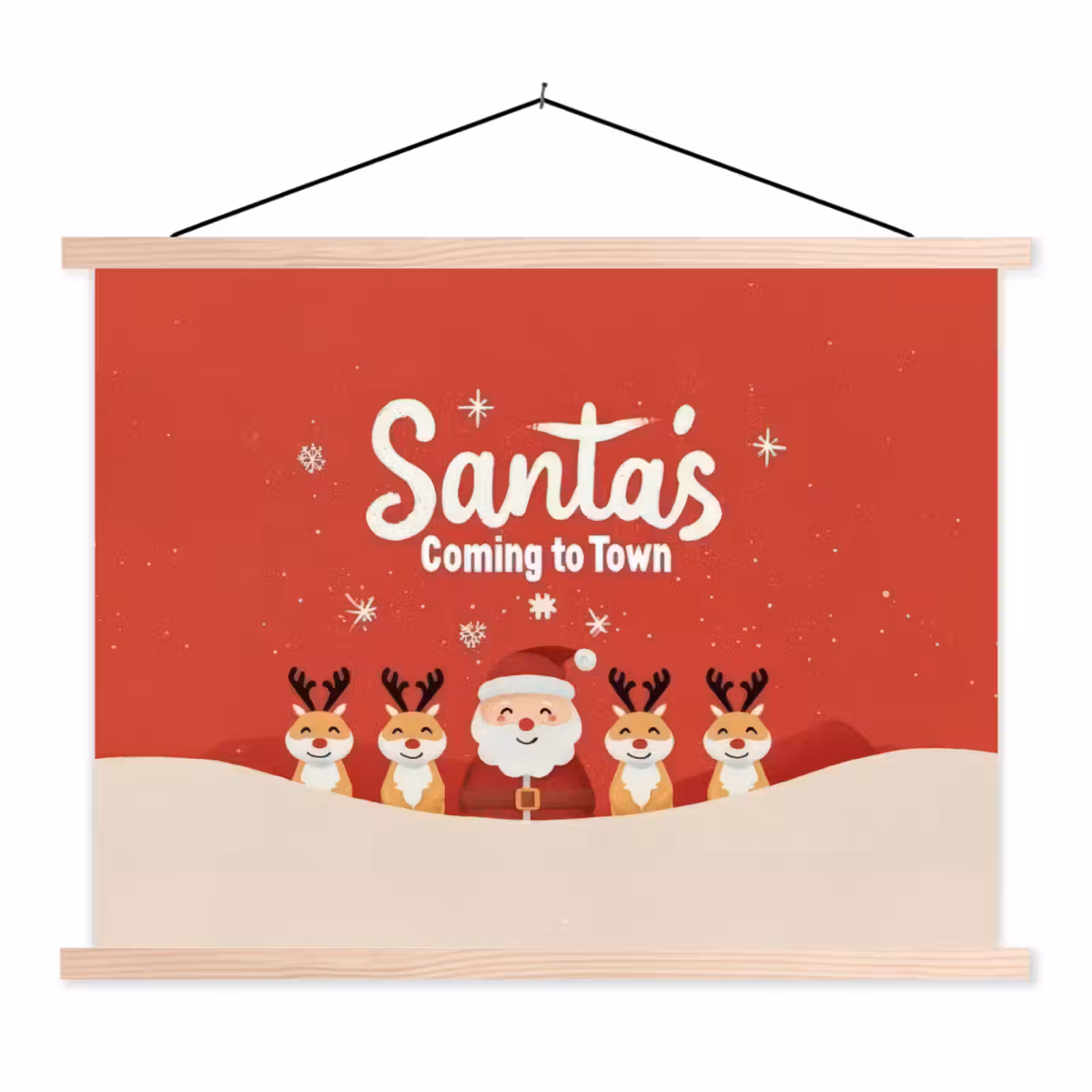 Schoolplaat - Illustratie - Kerstman - Rendieren - Rood — 1