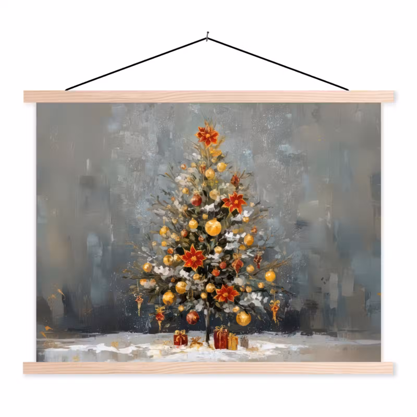 Schoolplaat - Kerstboom - Cadeaus - Rood - Goud — 1