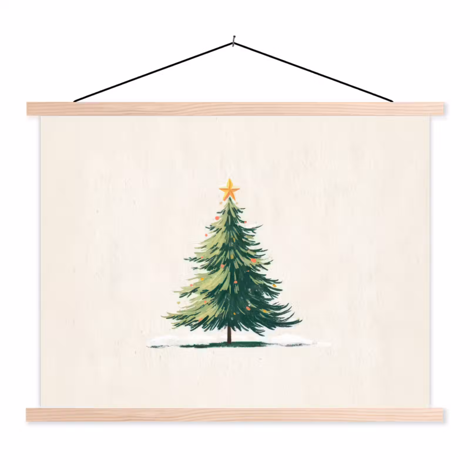 Schoolplaat - Kerstboom - Illustratie - Ster - Sneeuw — 1