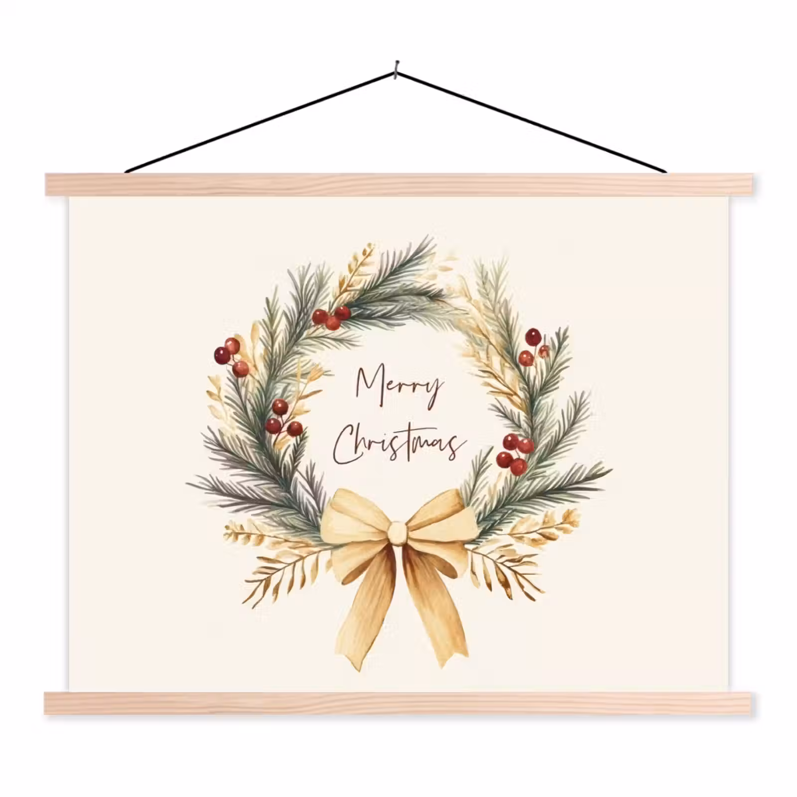 Schoolplaat - Kerstkrans - Kerst - Goud - Beige — 1
