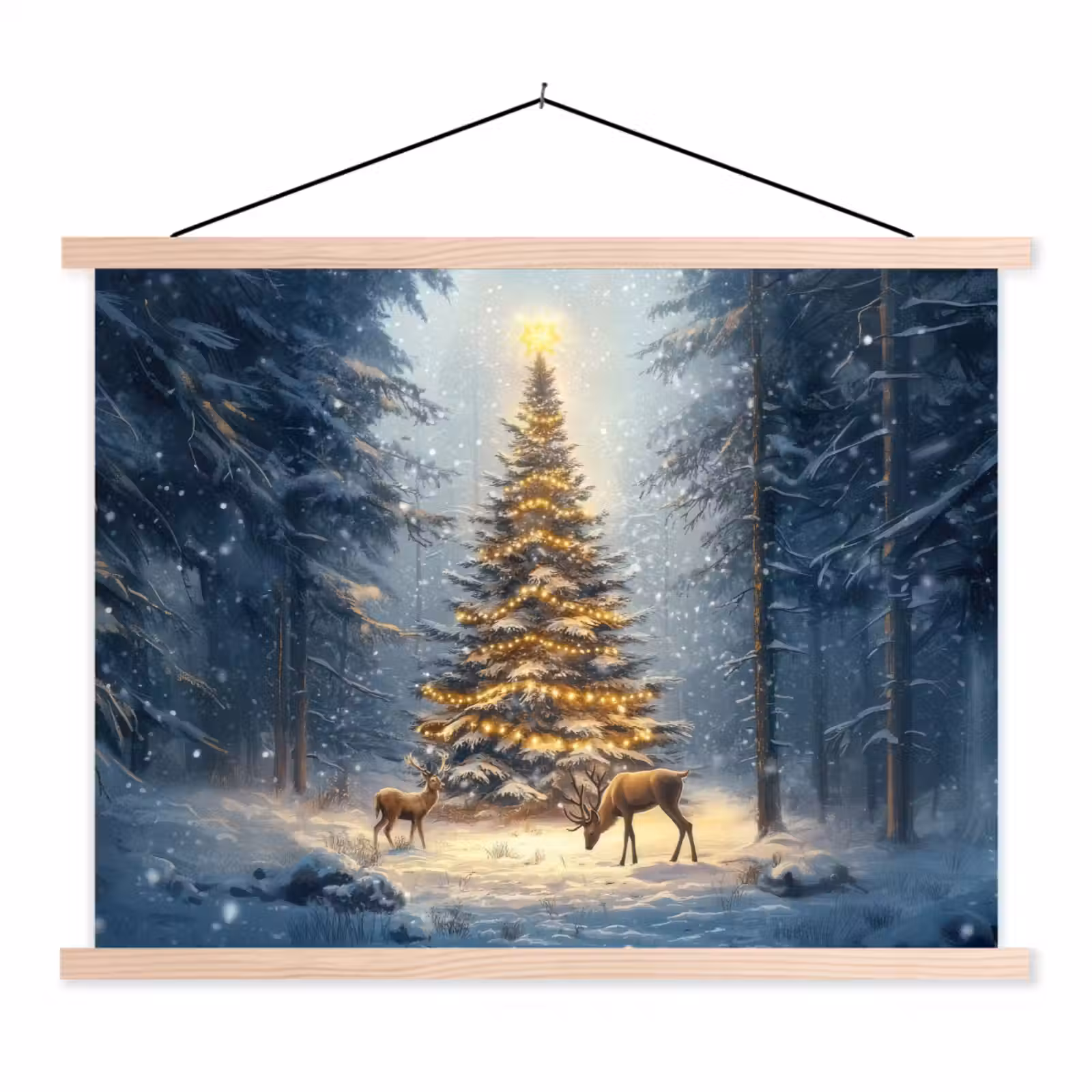 Schoolplaat - Kerstlicht - Woud - Hert - Donker — 1