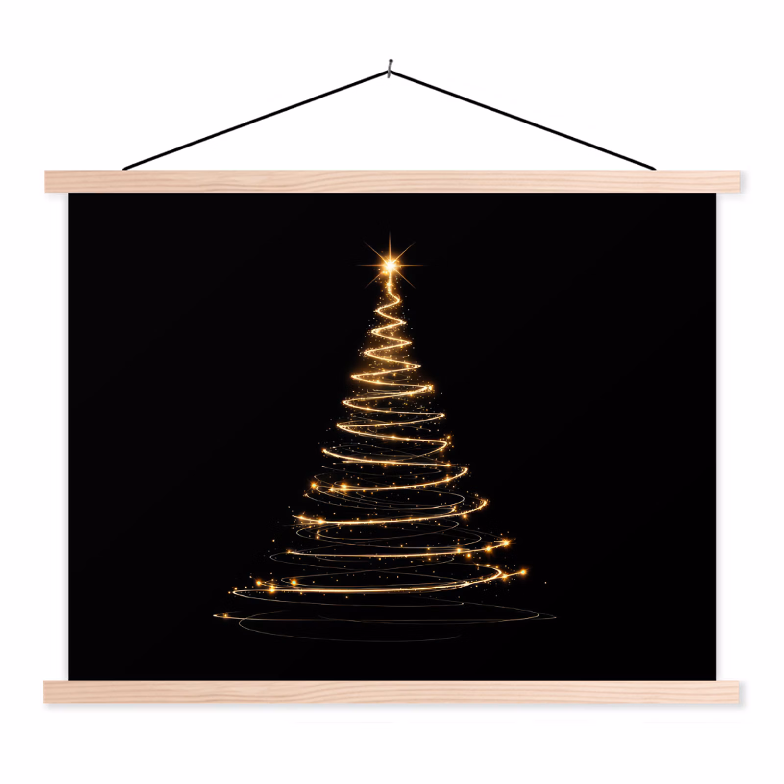Schoolplaat - Magisch - Kerstboom - Lichtspiralen - Zwart — 1