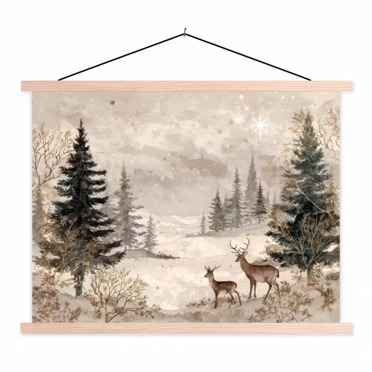 Schoolplaat - Bos - Herten - Winter - Sneeuw — 1