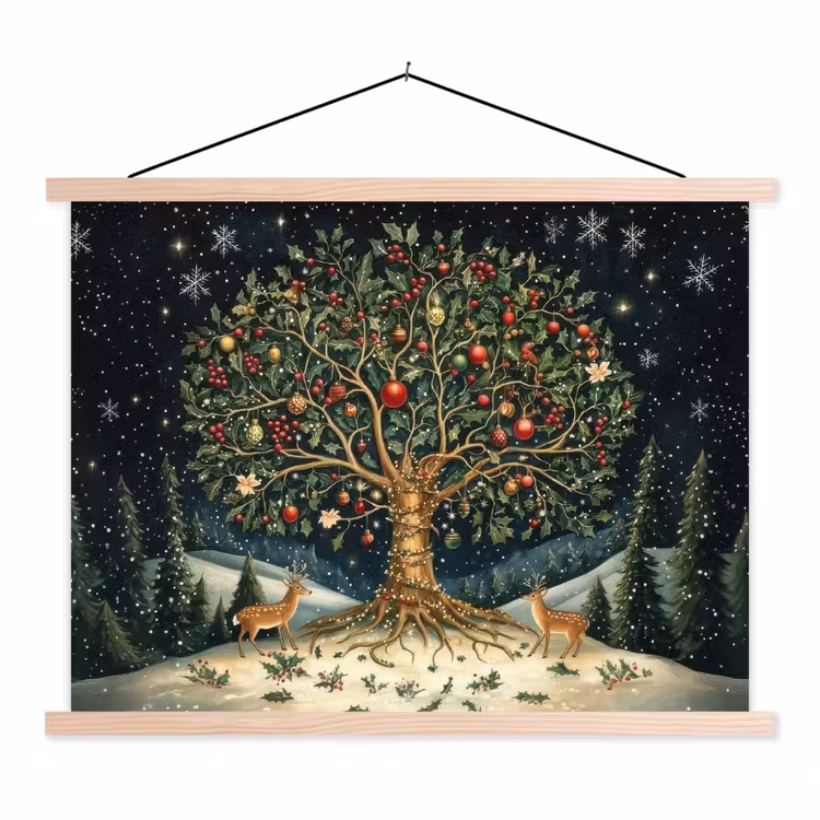 Schoolplaat - Feestboom - Winterhemel - Kleurrijk — 1