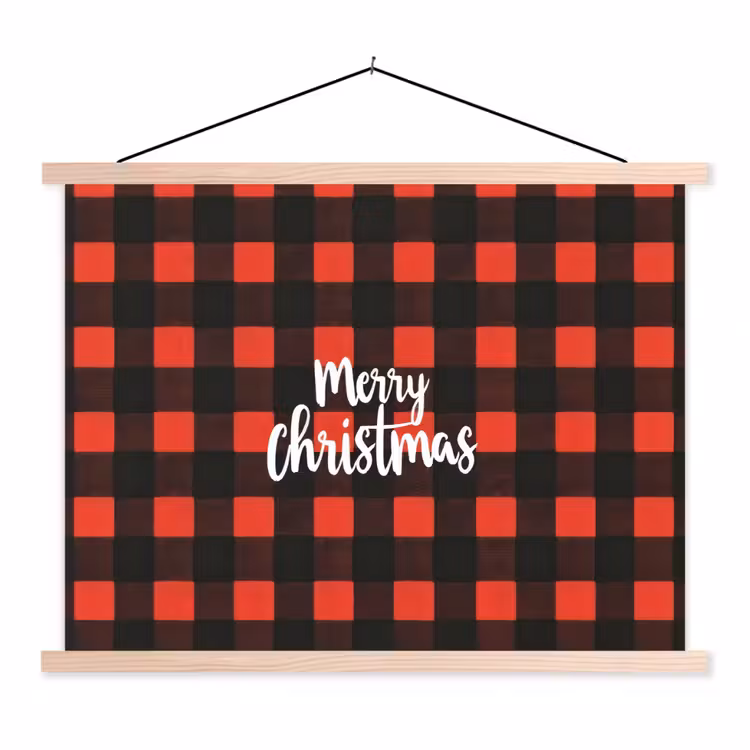 Schoolplaat - Geruit - Rood - Tekst - Christmas — 1