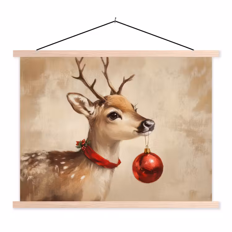 Schoolplaat - Kerst - Hert - Gewei - Kerstbal - Rendier — 1