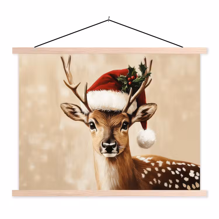Schoolplaat - Kerst - Hert - Gewei - Rood — 1