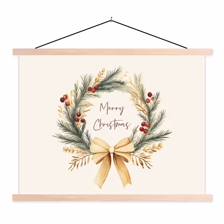 Schoolplaat - Kerstkrans - Kerst - Goud - Beige — 1