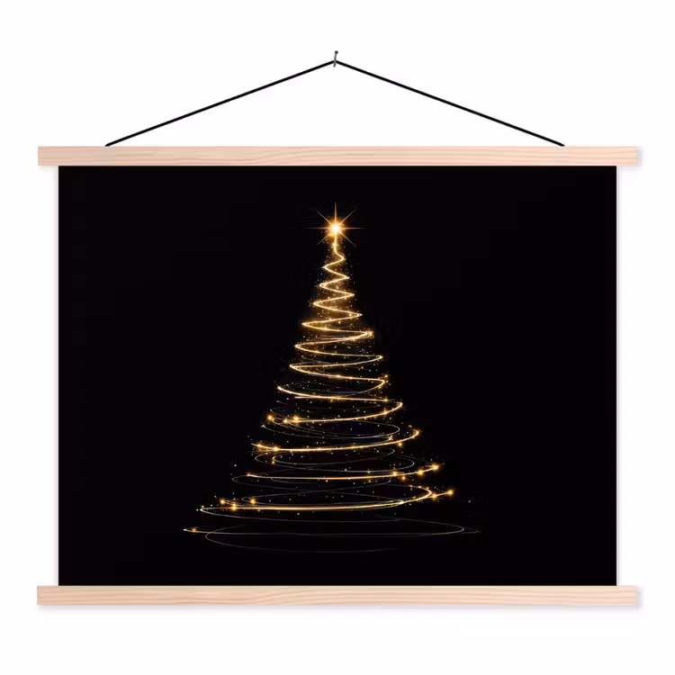 Schoolplaat - Magisch - Kerstboom - Lichtspiralen - Zwart — 1