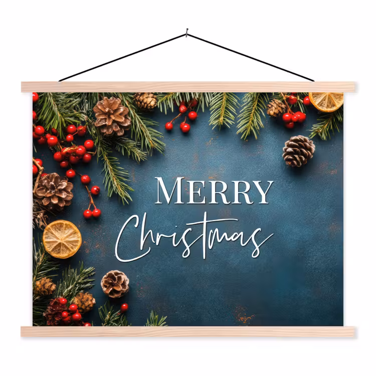 Schoolplaat - Merry Christmas - Blauw - Kerst - Winter — 1