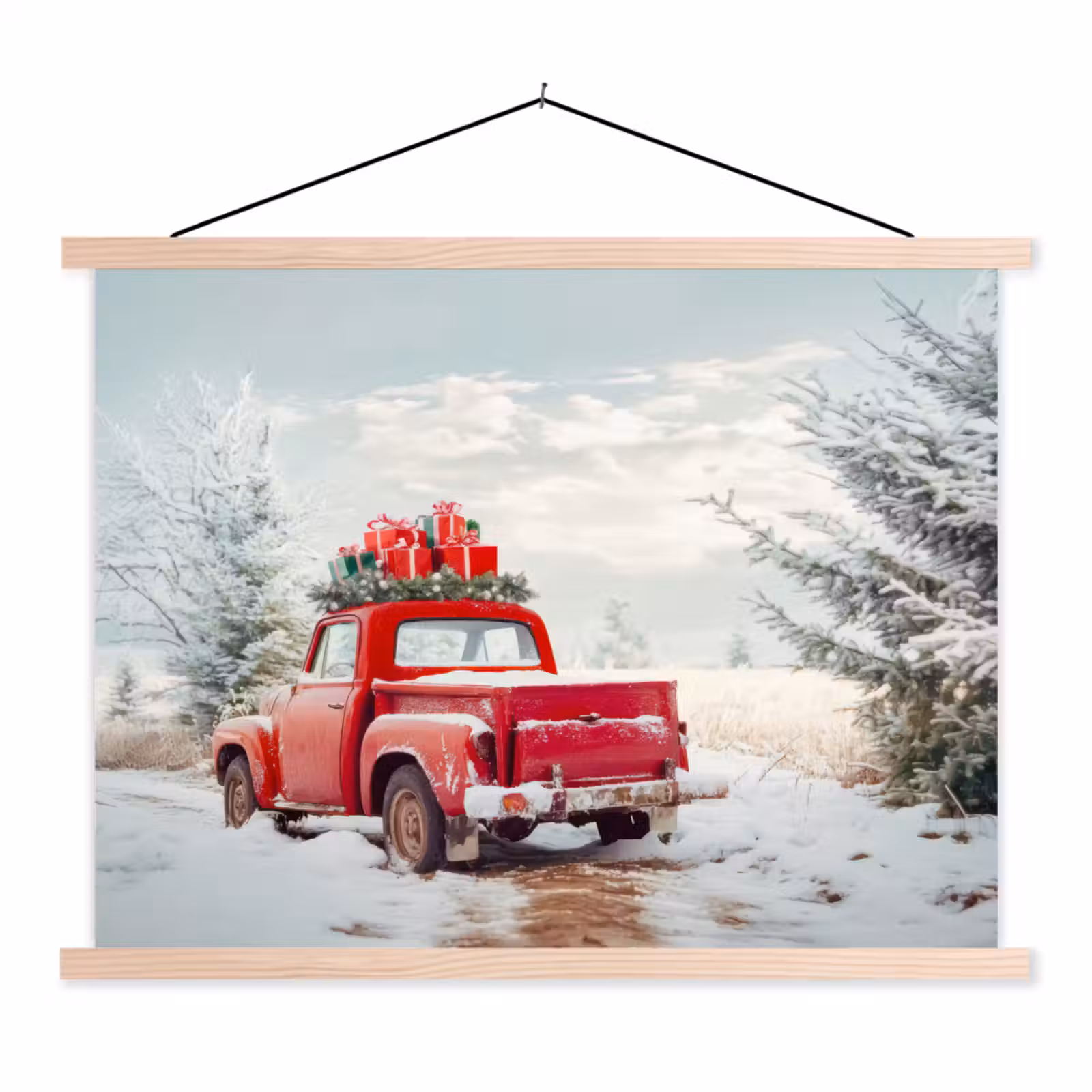 Schoolplaat - Auto - Rood - Cadeaus - Winter - Sneeuw - Kerst — 1
