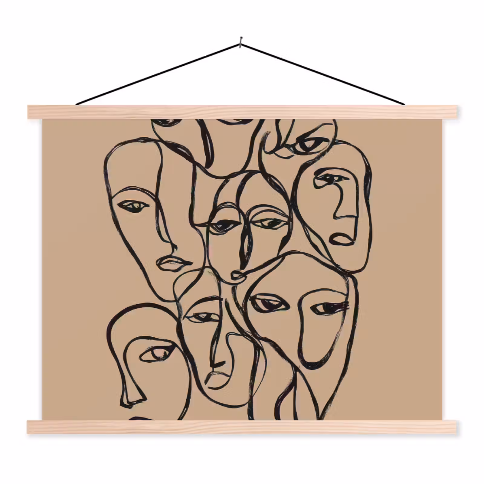 Schoolplaat - Gezichtenzee - Lijntekening - Abstract — 1