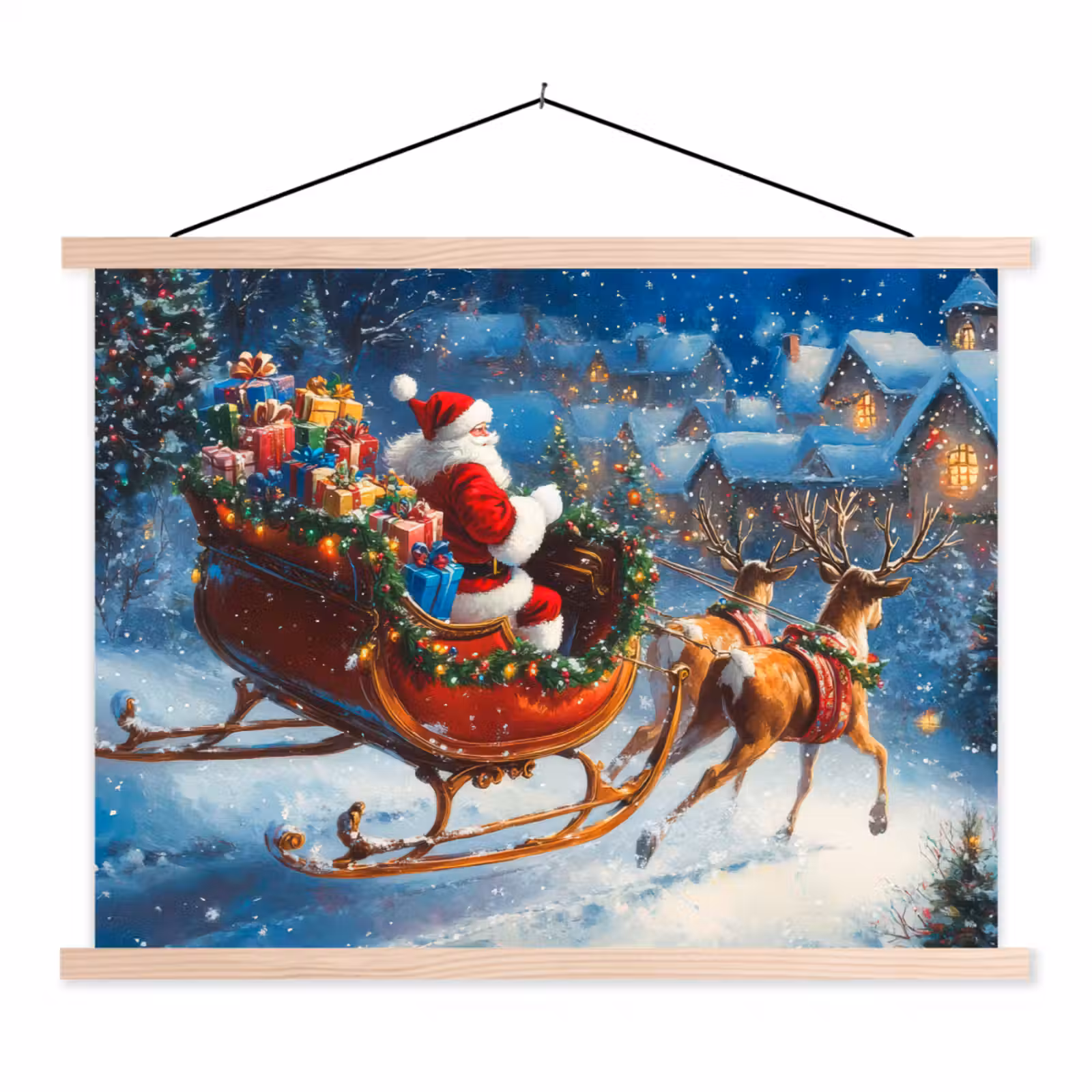 Schoolplaat - Kerstman - Rendier - Kerst - Sneeuw — 1