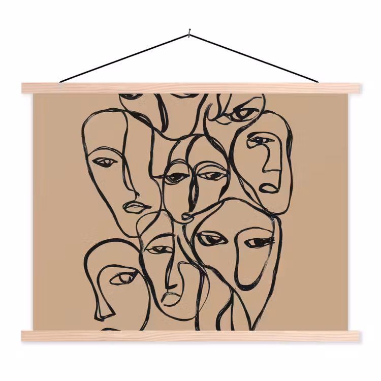 Schoolplaat - Gezichtenzee - Lijntekening - Abstract — 1