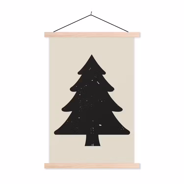 Schoolplaat - Kerstboom - Zwarte kerstboom - Boom - Japandi — 1