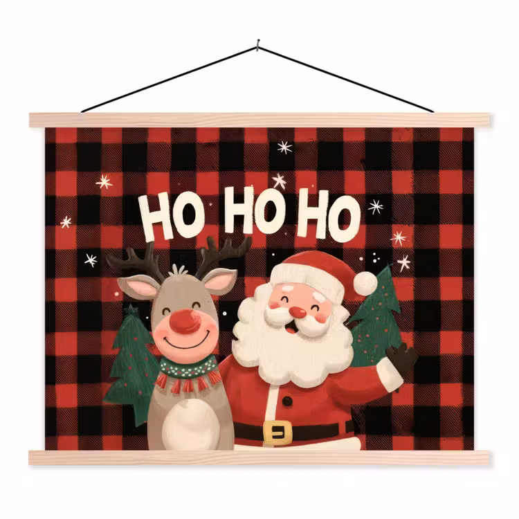 Schoolplaat - Kerstman - Rendier - Tekst - Rood - Zwart — 1